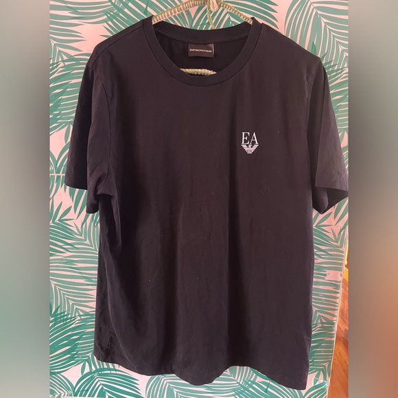 Emporio Armani black crew neck shirt size L authentic
